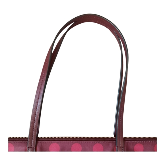 Kate Spade Hayden Blackberry Nylon Leather Polka Dot Top Zip Tote Purse K4871 - Picture 3 of 12